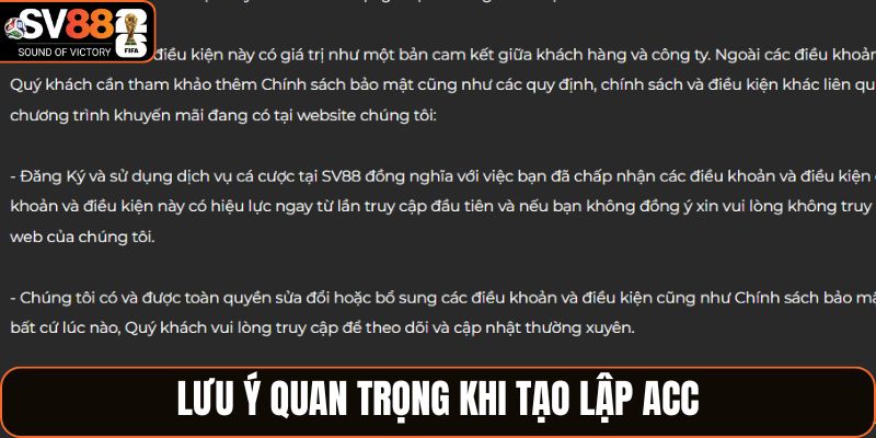 Lưu ý quan trọng khi tạo lập acc