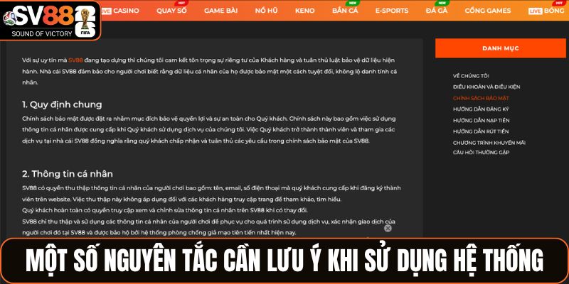 Một số nguyên tắc cần lưu ý khi sử dụng hệ thống
