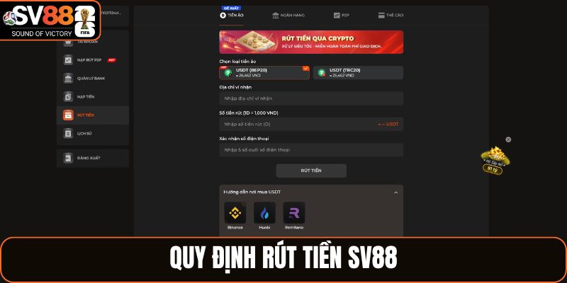 Quy định rút tiền SV88