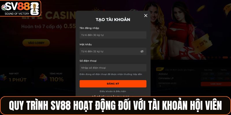 Quy trình SV88 hoạt động đối với tài khoản hội viên